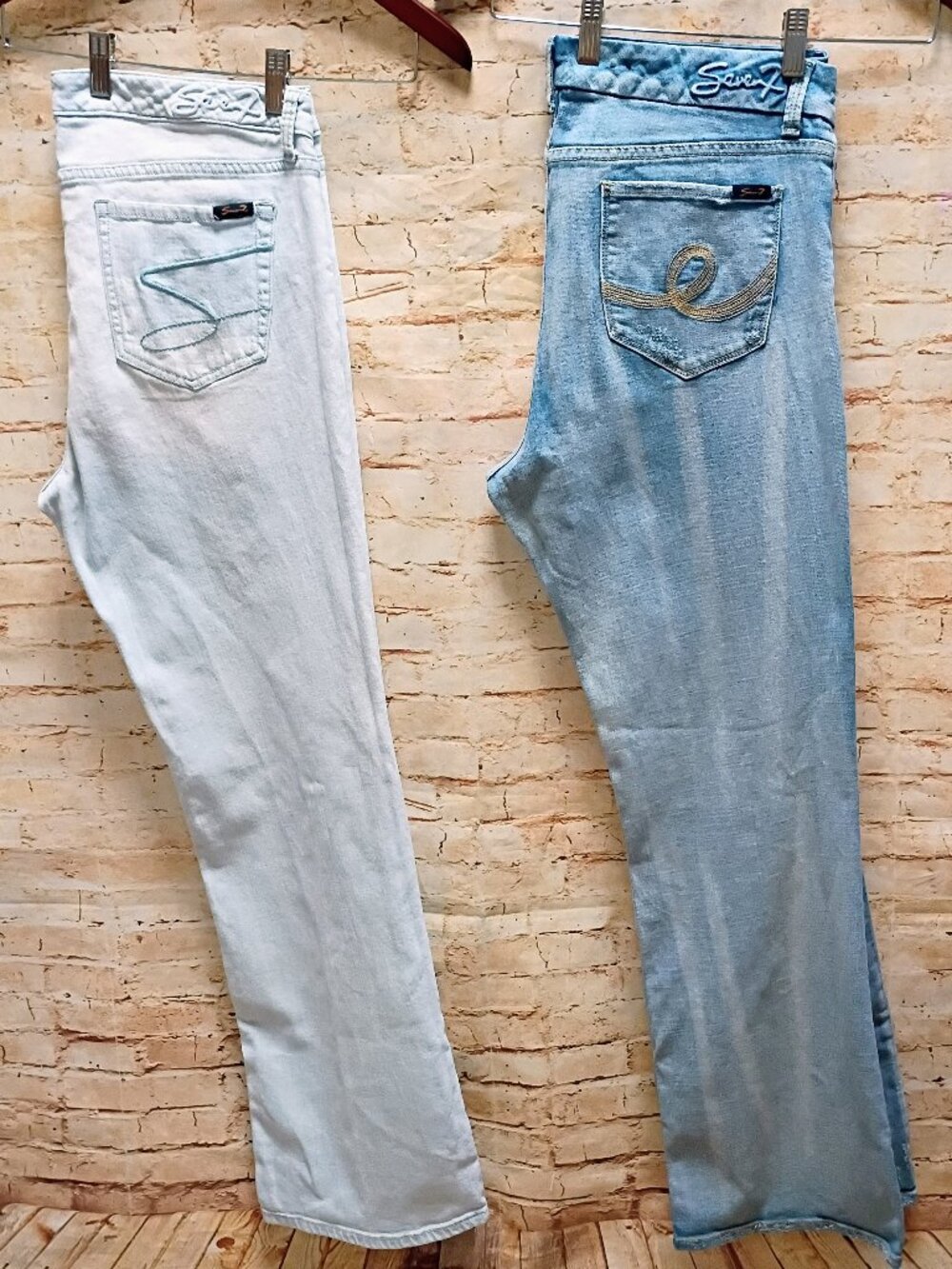Seven7 Jeans Lot of Two Women's Distress Straight Legs Jeans Size 14